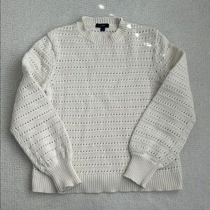 J. Crew Cream Open-Knit Crewneck Sweater